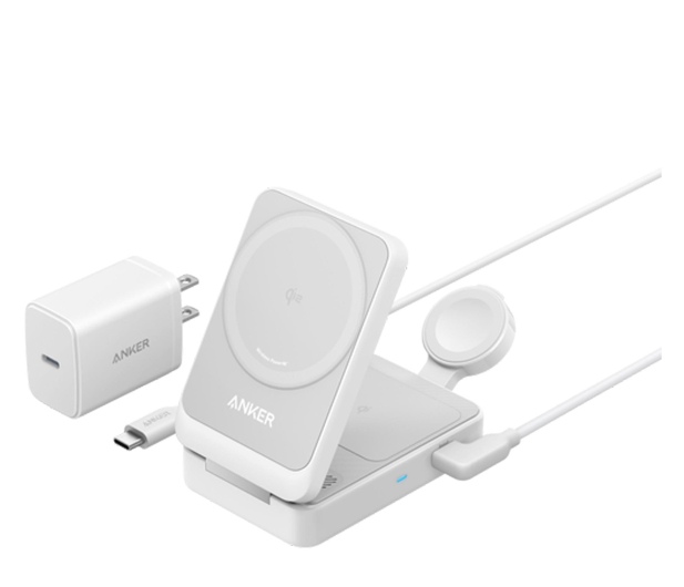 Anker MagGo Wireless Charging Station 15W Foldable 3-in-1 White 2 - 1341991 - zdjęcie